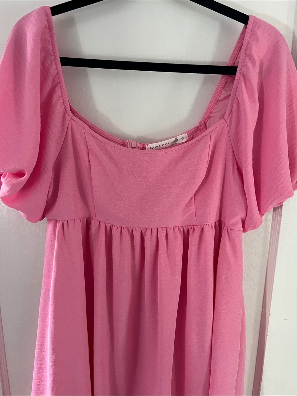 Altar’s State Pink Puff Sleeve Babydoll Mini Dress Sz L- babiecore - Picture 3 of 8